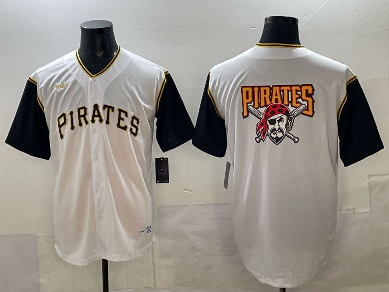 Men Pittsburgh Pirates Blank White Throwback Nike MLB 2025 Jersey 05